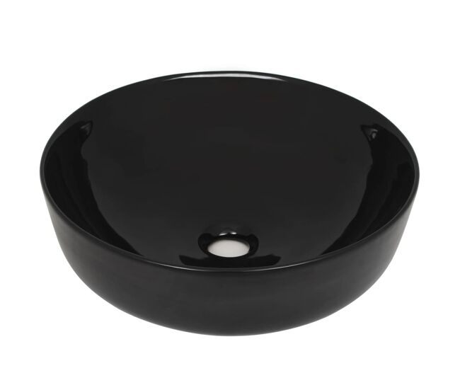 Vidaxl lavabo redondo de cerámica negro 41,5x13,5 cm