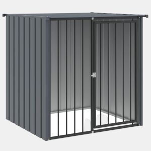 vidaXL Casota para cães com teto 110x103x109 cm aço galvanizado preto