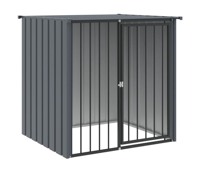 Vidaxl caseta perros con tejado acero galvanizado negro 110x103x109 cm