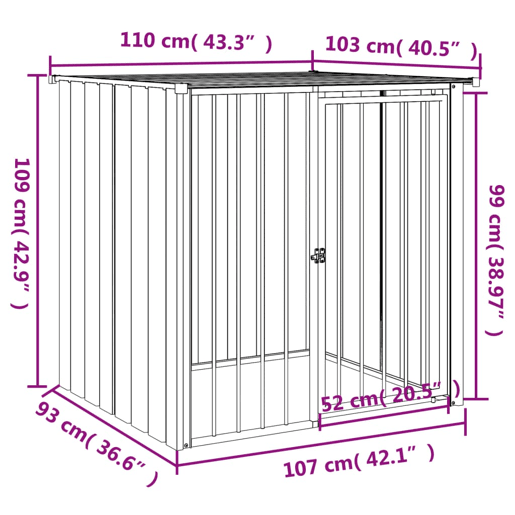 vidaXL Casota para cães com teto 110x103x109 cm aço galvanizado preto vidaXL Casota para cães com teto 110x103x109 cm aço galvanizado preto