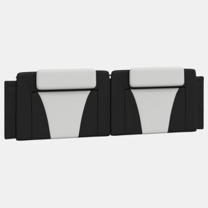 vidaXL Almofadão de cabeceira Viana 180 cm couro artificial preto e branco
