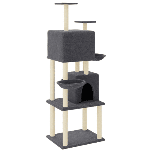 vidaXL Árvore p gatos c postes arranhadores sisal 180cm cinza-escuro