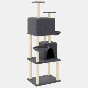 vidaXL Árvore p gatos c postes arranhadores sisal 180cm cinza-escuro