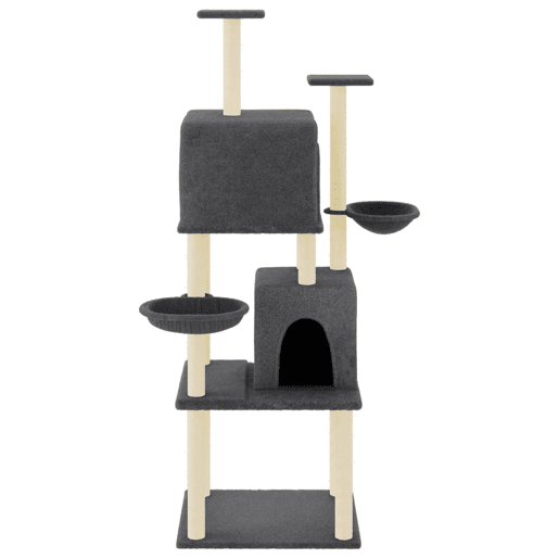 vidaXL Árvore p gatos c postes arranhadores sisal 180cm cinza-escuro