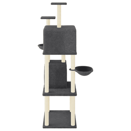 vidaXL Árvore p gatos c postes arranhadores sisal 180cm cinza-escuro