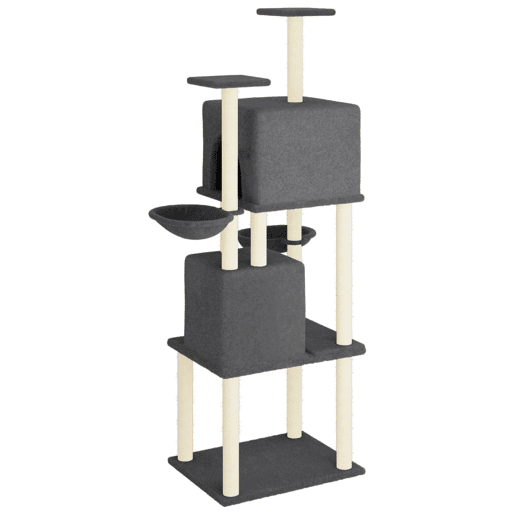vidaXL Árvore p gatos c postes arranhadores sisal 180cm cinza-escuro