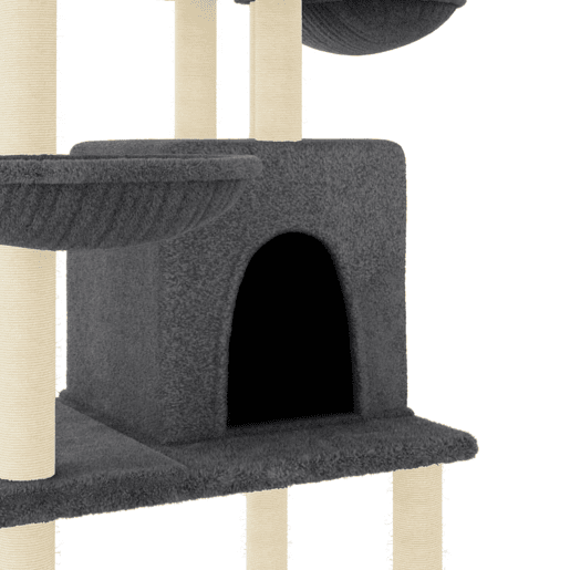 vidaXL Árvore p gatos c postes arranhadores sisal 180cm cinza-escuro