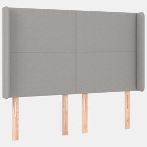 vidaXL Cabeceira cama c abas tecido 147x16x118128 cm cinzento-claro