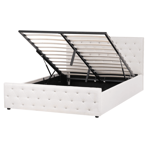 Cama baú Tecido AMIENS 160 x 200 cm Creme