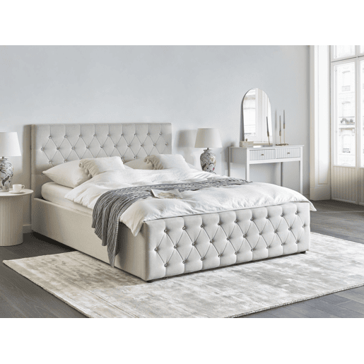 Cama baú Tecido AMIENS 160 x 200 cm Creme
