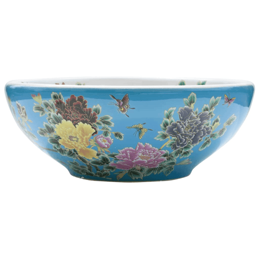 vidaXL Lavatório de bancada redondo F41x14 cm cerâmica multicor