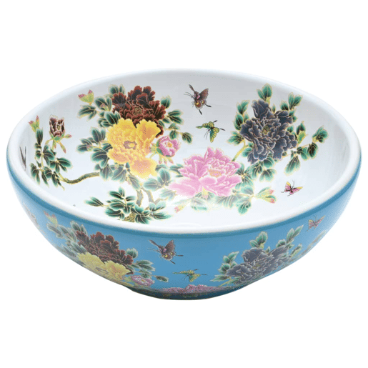 vidaXL Lavatório de bancada redondo F41x14 cm cerâmica multicor
