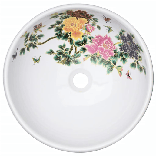 vidaXL Lavatório de bancada redondo F41x14 cm cerâmica multicor