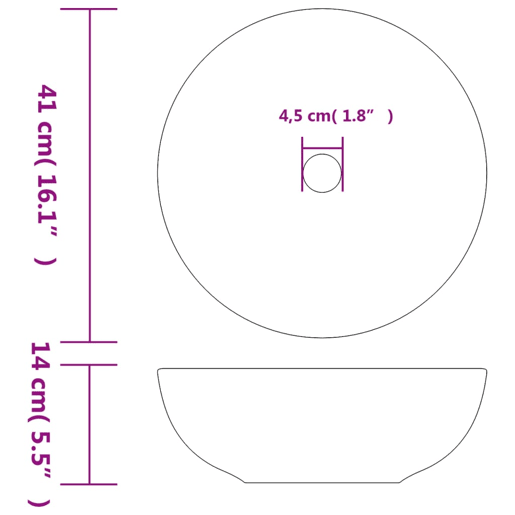 vidaXL Lavatório de bancada redondo F41x14 cm cerâmica multicor