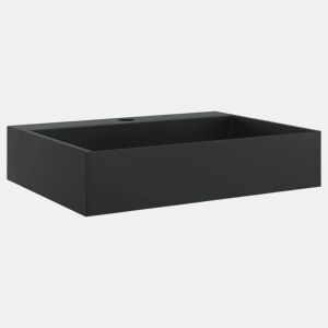 vidaXL Lavatório 50x38x11 cm mineralmármore fundido mate preto