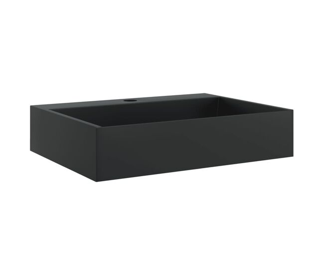 Vidaxl lavabo de fundición de mineral/mármol negro mate 50x38x11 cm