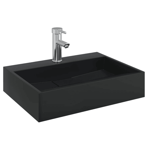 vidaXL Lavatório 50x38x11 cm mineralmármore fundido mate preto
