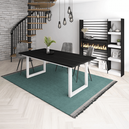 Mesa de jantar Altea 200 Negro Blanco 194 x 75 x 90 cm Mesa de jantar Altea 200 Negro Blanco 194 x 75 x 90 cm