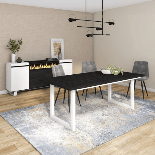 Mesa de jantar Altea 200 Negro Blanco 194 x 75 x 90 cm Mesa de jantar Altea 200 Negro Blanco 194 x 75 x 90 cm