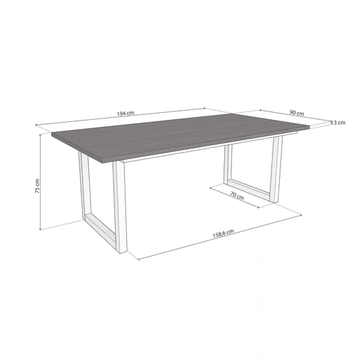 Mesa de jantar Altea 200 Negro Blanco 194 x 75 x 90 cm Mesa de jantar Altea 200 Negro Blanco 194 x 75 x 90 cm