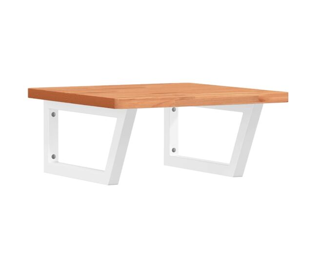Vidaxl estante de lavabo de pared de acero y madera maciza de haya