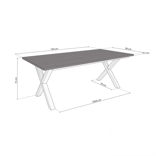 Mesa de jantar Oana 200 Negro Blanco 194 x 75 x 90 cm