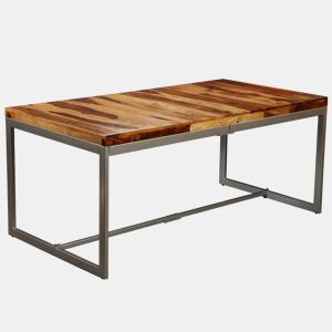 vidaXL Mesa de jantar madeira de acácia maciça e aço 180 cm