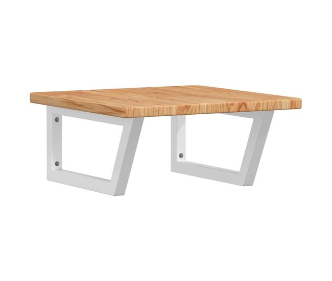 Vidaxl estante de lavabo de pared de acero y madera maciza de roble