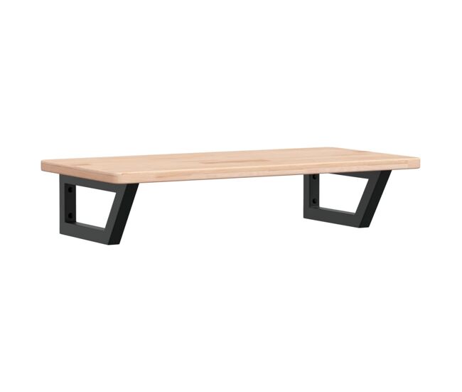 Vidaxl estante de lavabo de pared de acero y madera maciza de roble