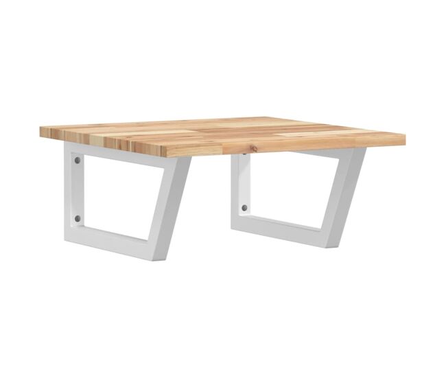 Vidaxl estante de lavabo de pared acero y madera maciza de acacia