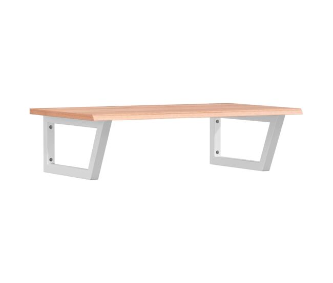 Vidaxl estante de lavabo de pared de acero y madera maciza de roble