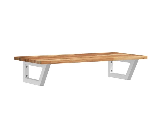 Vidaxl estante de lavabo de pared acero y madera maciza de acacia