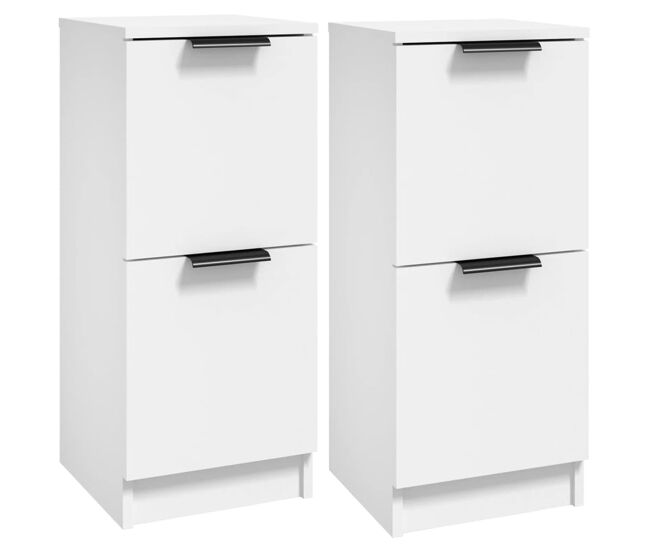 Vidaxl aparadores 2 uds madera contrachapada blanco 30x30x70 cm