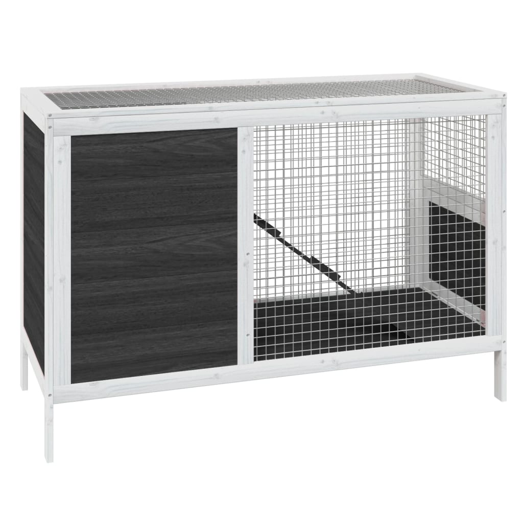 Vidaxl conejera de madera maciza de pino gris 103x44x69,5 cm