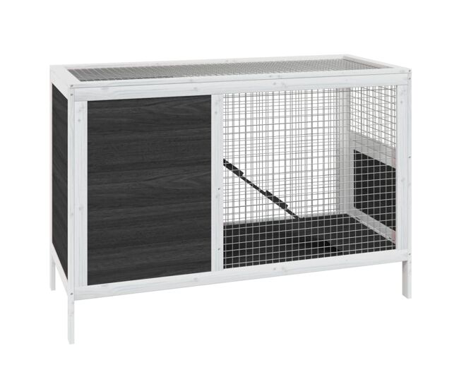 Vidaxl conejera de madera maciza de pino gris 103x44x69,5 cm