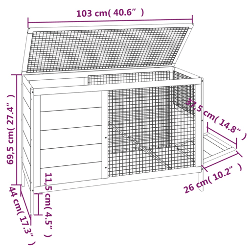 vidaXL Coelheira 103x44x69,5 cm pinho maciço cinzento vidaXL Coelheira 103x44x69,5 cm pinho maciço cinzento