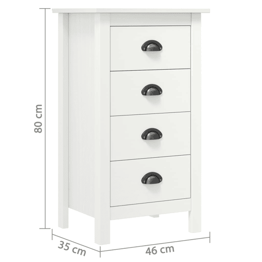 vidaXL Aparador Hill 46x35x80 cm madeira de pinho maciça branco