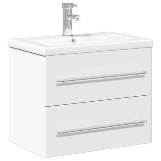 vidaXL Armário de casa de banho com lavatório embutido branco