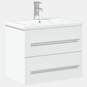 vidaXL Armário de casa de banho com lavatório embutido branco