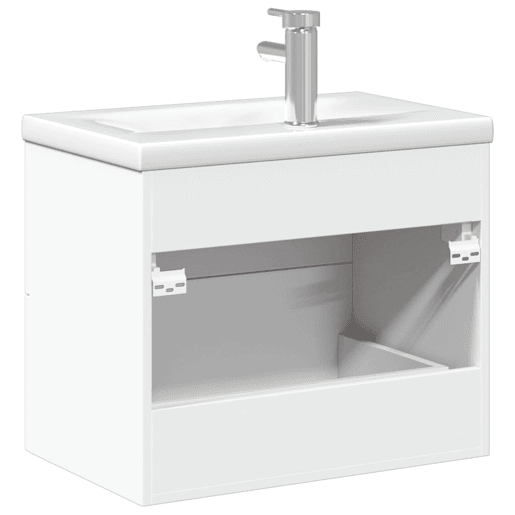 vidaXL Armário de casa de banho com lavatório embutido branco