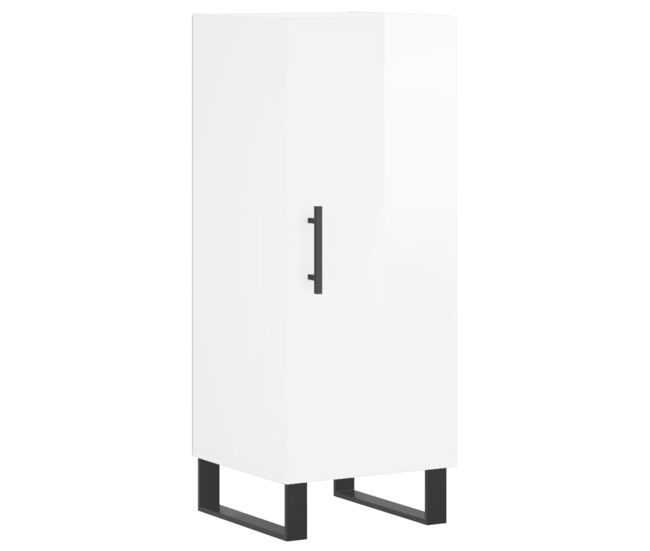 Vidaxl aparador de madera contrachapada blanco brillante 34,5x34x90 cm