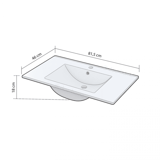 Conjunto de casa de banho com lavatório em cerâmica e coluna Sense Plus V2 Carvalho do Alasca 80 x 80 x 45 cm