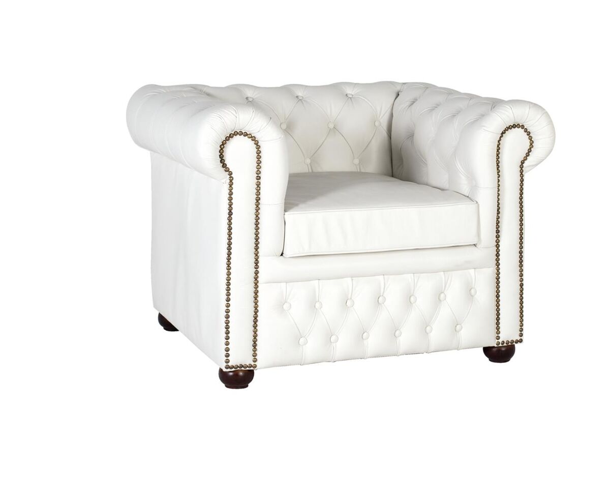 Sillón chester uniplaza tapizado en piel natural acabado