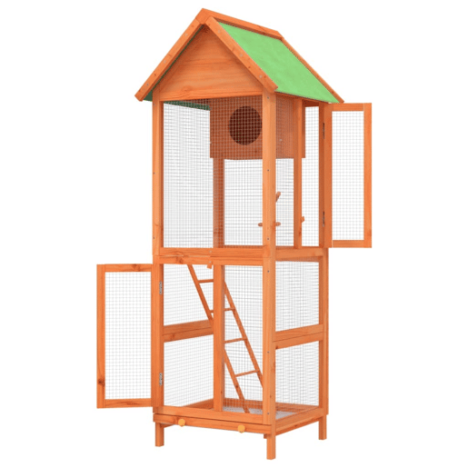 VidaXL Gaiola para pássaros 60x58,5x160 cm pinho maciço castanho VidaXL Gaiola para pássaros 60x58,5x160 cm pinho maciço castanho