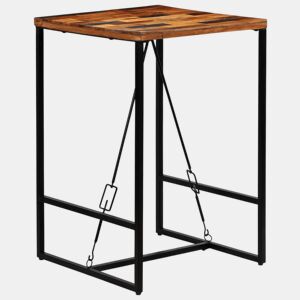 vidaXL Mesa de bar em madeira recuperada maciça 70x70x106 cm