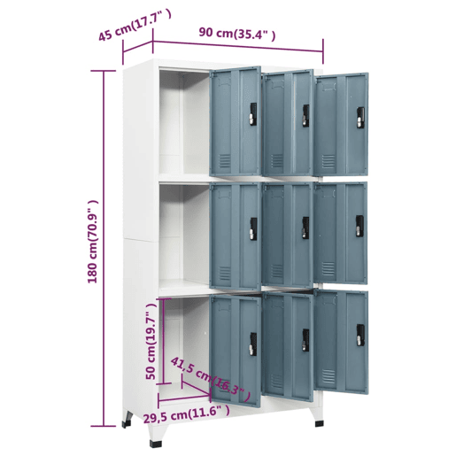 vidaXL Cacifo aço 90x45x180 cm cinza-claro e cinza-escuro
