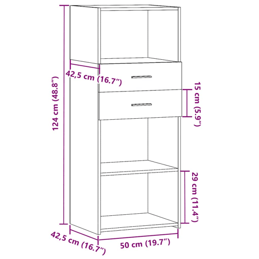 vidaXL Armário alto 50x42,5x124 cm derivados de madeira cinza sonoma vidaXL Armário alto 50x42,5x124 cm derivados de madeira cinza sonoma
