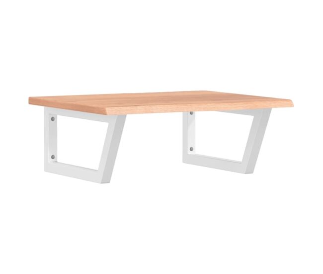 Vidaxl estante de lavabo de pared de acero y madera maciza de roble