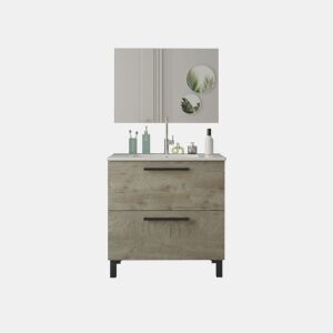 Conjunto de casa de banho com lavatório de cerâmica Sense Carvalho do Alasca 80 x 80 x 45 cm