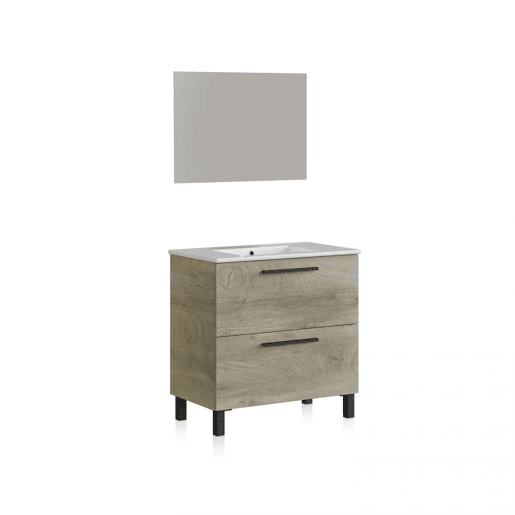 Conjunto de casa de banho com lavatório de cerâmica Sense Carvalho do Alasca 80 x 80 x 45 cm
